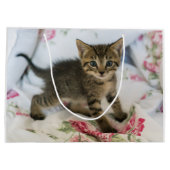 かわいい虎猫子猫ちゃんビックリ ラージペーパーバッグ (裏面)