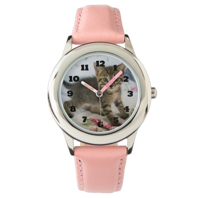 かわいい虎猫子猫ちゃんビックリ 腕時計 (正面)