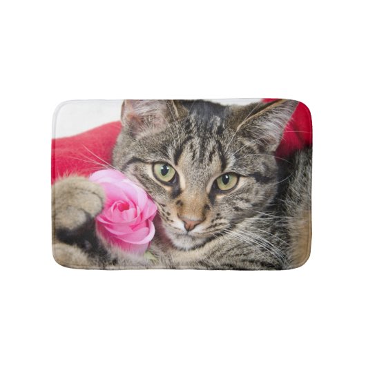 かわいい虎猫猫はとの上がりました バスマット (正面)