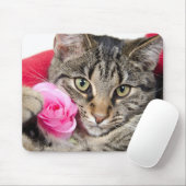 かわいい虎猫猫はとの上がりました マウスパッド (マウス)