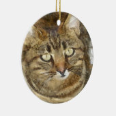 かわいい虎猫見上げる鉛筆のスケッチ セラミックオーナメント (右)