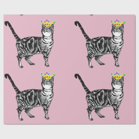 かわいい虎猫10代のクイーンピンクカラフルアートラッピング ラッピングペーパー (フラット)