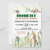 かわいい虫とカタツムリ誕生日 招待状 (正面)