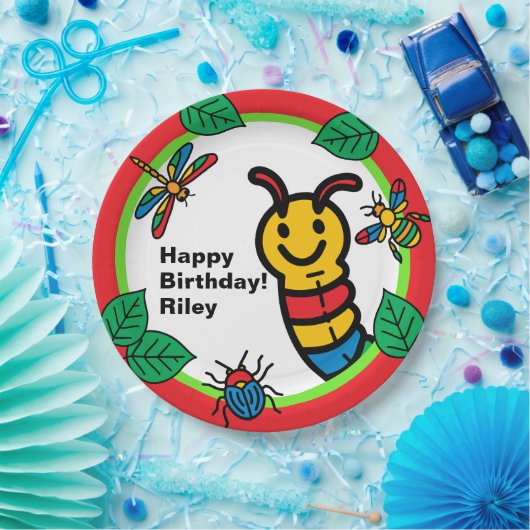 かわいい虫と昆虫の子供の誕生日 ペーパープレート (パーティー)