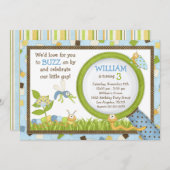 かわいい虫の誕生日のパーティの招待状 招待状 (正面/裏面)