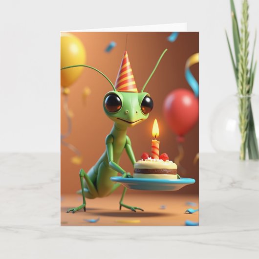 かわいい虫の誕生日カード カード (正面)