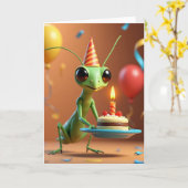 かわいい虫の誕生日カード カード (黄色い花)