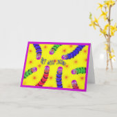 かわいい虫はすぐにファジー カード (黄色い花)