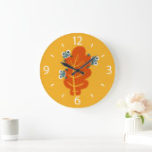 かわいい虫は秋の葉を食べます ラージ壁時計 (ホーム)