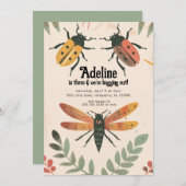 かわいい虫をテーマにした誕生日パーティーの招待状 招待状 (正面/裏面)