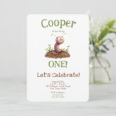 かわいい虫自然虫バグ任意の年齢の少年の誕生日 招待状 (スタンド正面)