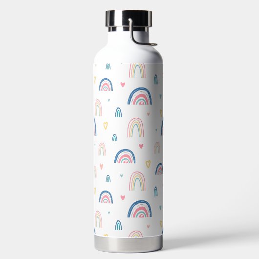 かわいい虹とハート模様 ウォーターボトル (左面)