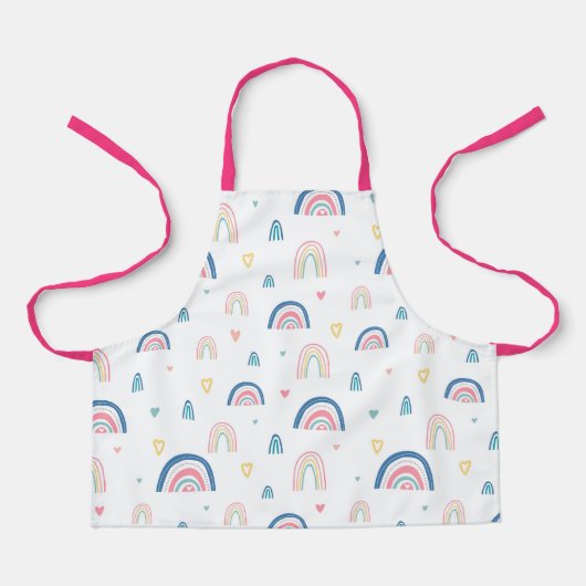 かわいい虹とハート模様 エプロン (正面)