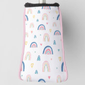 かわいい虹とハート模様 ゴルフヘッドカバー (回転90)