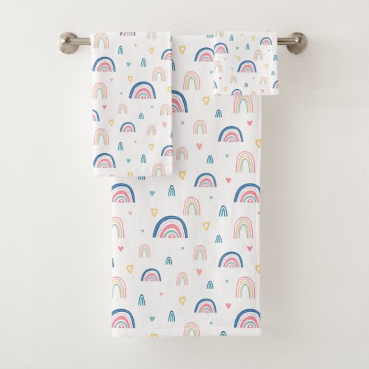かわいい虹とハート模様 バスタオルセット (インサイチュ)