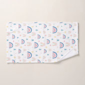 かわいい虹とハート模様 バスタオルセット (ハンドタオル)