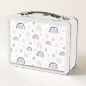 かわいい虹とハート模様 メタルランチボックス (裏面)