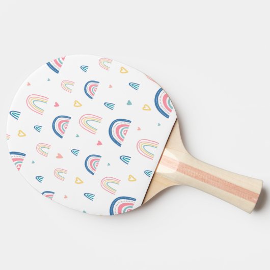 かわいい虹とハート模様 卓球ラケット (横)