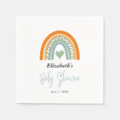 かわいい虹とハート男の子の赤ちゃんシャワー スタンダードカクテルナプキン (正面)