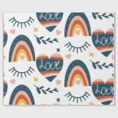 かわいい虹とハート ラッピングペーパー (フラット)