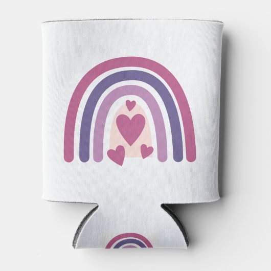 かわいい虹とハート 缶クーラー (正面)