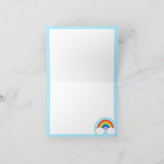 かわいい虹とピンクのハートと雲 ノートカード (内部)