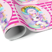 かわいい虹とユニコーンの2回目の誕生日 ラッピングペーパー (ロールコーナー)
