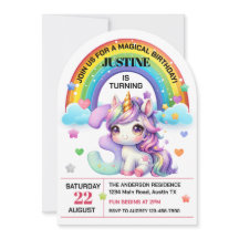 かわいい虹とユニコーンの3歳誕生日パーティー