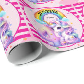 かわいい虹とユニコーンの4歳の誕生日 ラッピングペーパー (ロールコーナー)