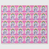 かわいい虹とユニコーンの5歳の誕生日 ラッピングペーパー (フラット)