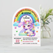 かわいい虹とユニコーン第2誕生日パーティー 招待状 (スタンド正面)