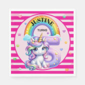かわいい虹とユニコーン第5誕生日 スタンダードランチョンナプキン (正面)