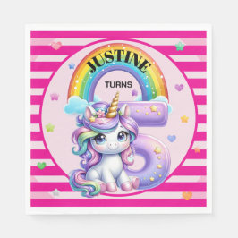 かわいい虹とユニコーン第5誕生日 スタンダードランチョンナプキン
