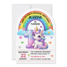 かわいい虹とユニコーン1歳の誕生日パーティー