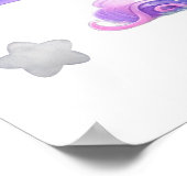 かわいい虹とユニコーン4歳の誕生日パーティー ポスター (角)