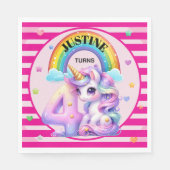 かわいい虹とユニコーン4歳の誕生日 スタンダードランチョンナプキン (正面)