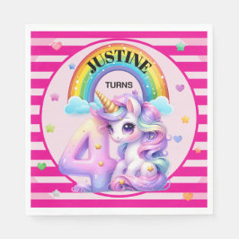 かわいい虹とユニコーン4歳の誕生日 スタンダードランチョンナプキン
