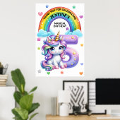 かわいい虹とユニコーン5th誕生日パーティー ポスター (ホームオフィス)