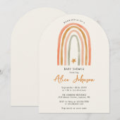 かわいい虹と星のボヘミアンベイビーシャワーアーチ 招待状 (正面/裏面)
