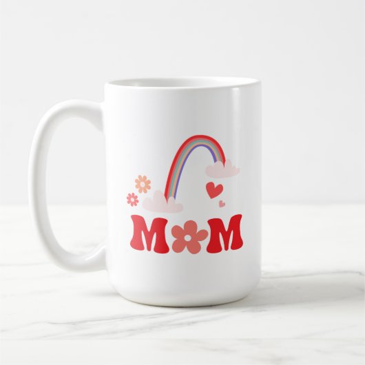 かわいい虹と花の母 コーヒーマグカップ (左)