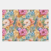 かわいい虹と花模様水彩 ラッピングペーパーシート (正面)