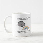 かわいい虹と雨雲の幸せの引用 コーヒーマグカップ (左)