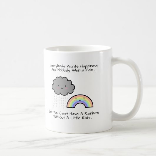 かわいい虹と雨雲の幸せの引用 コーヒーマグカップ (右)