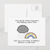 かわいい虹と雨雲の幸せの引用 ポストカード (正面/裏面)