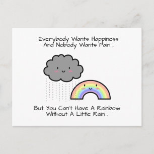 かわいい虹と雨雲の幸せの引用 ポストカード
