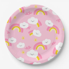 かわいい虹と雲の紙プレート ペーパープレート