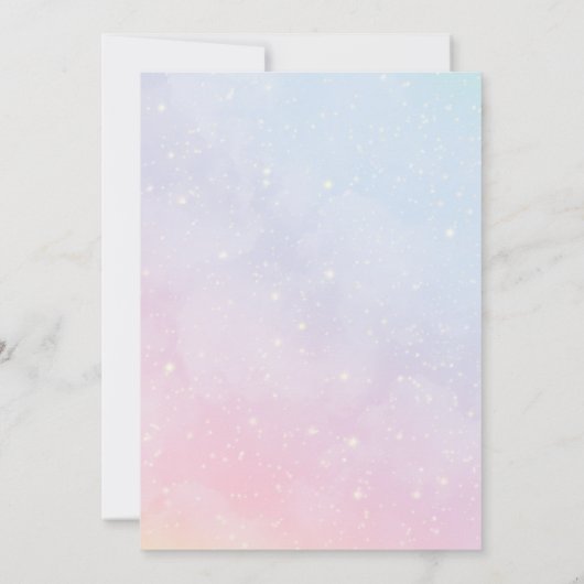 かわいい虹のおとぎ話の城ガールズバースデーパーティー 招待状 (裏面)