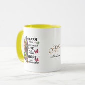 かわいい虹のひまわりインスパイアの引用文名 マグカップ (正面左)