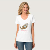 かわいい虹のカワウソホタテの誕生日パーティー Tシャツ (正面フル)