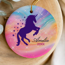 かわいい虹のガーリーユニコーン休日の記念品